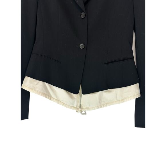 Rene Lezard Blazer XS Black‎ White Tuxedo Office Work Career Dressy Business - Picture 5 of 13